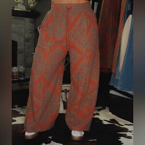 Boho Print Washed Harem Patterned Pants